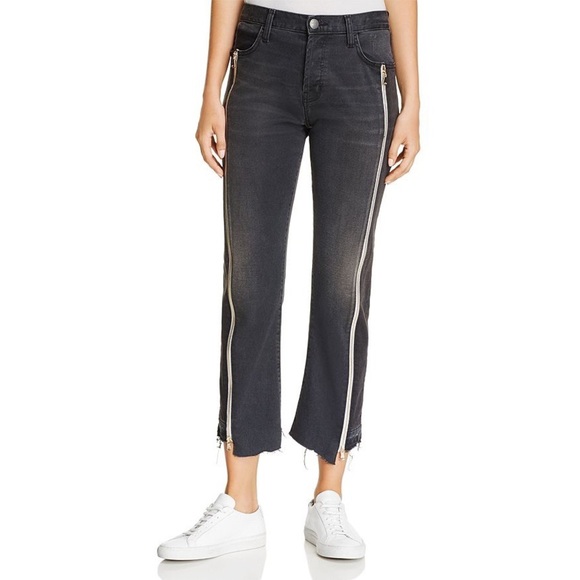 Current/Elliott The Dallon Straight Leg Jeans Zipper Front Black Highline 27 - Picture 1 of 12